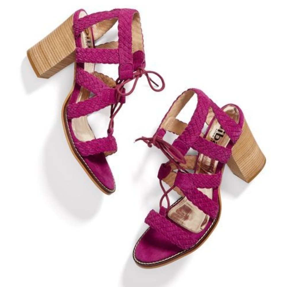 DIBA Indie Braided Suede Lace Up sandal heel 8.5
